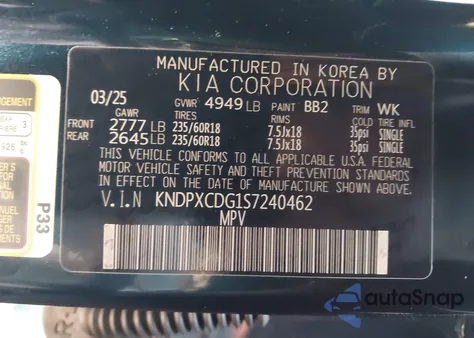 2025 Kia Sportage Hybrid Sx-Prestige z USA, uszkodzony, nr VIN KNDPXCDG1S7240462